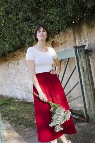 Falda maxi larga roja con bolsillos- Ropa mujer SusiSweetdress