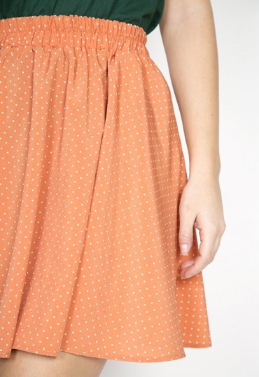Falda mini naranja pastel con puntos blancos