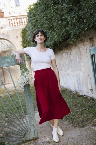 Falda maxi larga roja con bolsillos- Ropa mujer SusiSweetdress