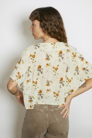 Camisa vintage beige marfil con flores - Ropa mujer SusiSweetdress