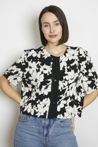 Camisa vintage negra flores blancas - Ropa mujer SusiSweetdress