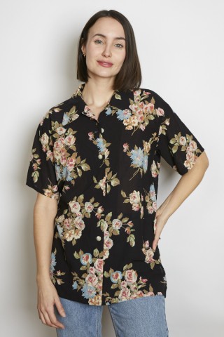 Camisa vintage negra floreada - Ropa mujer SusiSweetdress