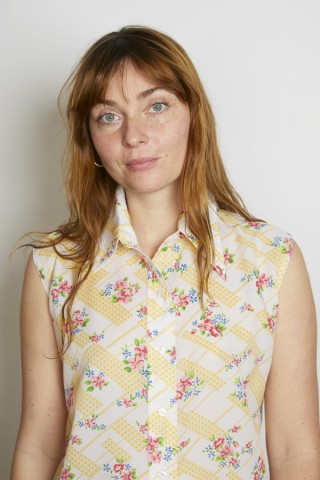 Camisa vintage blanca con flores y cuadraditos - Ropa mujer SusiSweetdress