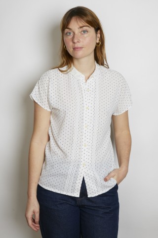 Camisa vintage blanca topitos negros - Ropa mujer SusiSweetdress