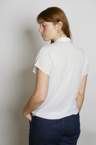 Camisa vintage blanca topitos negros - Ropa mujer SusiSweetdress