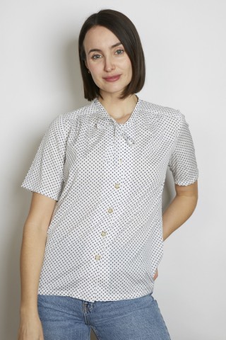 Camisa vintage negra con puntitos blancos- Ropa mujer SusiSweetdress