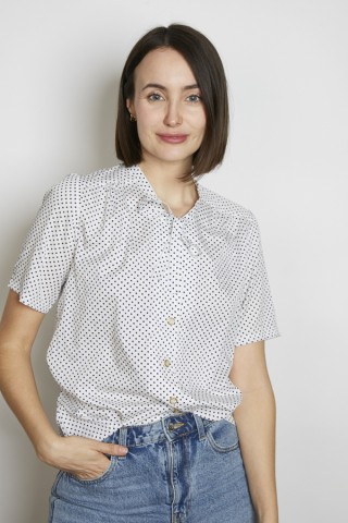 Camisa vintage negra con puntitos blancos- Ropa mujer SusiSweetdress