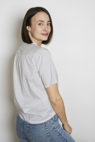 Camisa vintage negra con puntitos blancos- Ropa mujer SusiSweetdress