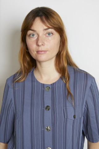 Camisa vintage azul grisáceo a rayas - Ropa mujer SusiSweetdress