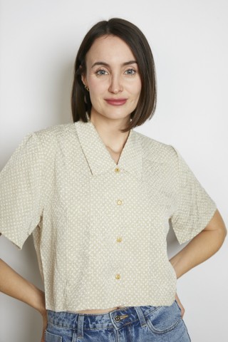 Camisa vintage beige lunares blancos - Ropa mujer SusiSweetdress