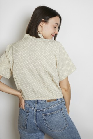 Camisa vintage beige lunares blancos - Ropa mujer SusiSweetdress