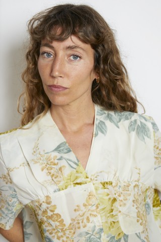 Camisa vintage verde azulado flores y rayas - Ropa mujer SusiSweetdress