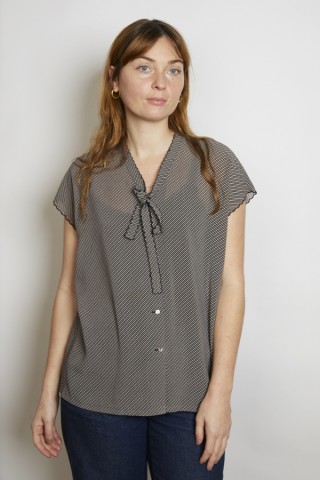 Camisa vintage negra rayas blancas - Ropa mujer SusiSweetdress