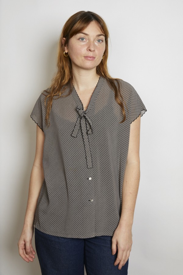 Camisa vintage negra rayas blancas - Ropa mujer SusiSweetdress