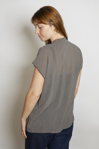Camisa vintage negra rayas blancas - Ropa mujer SusiSweetdress