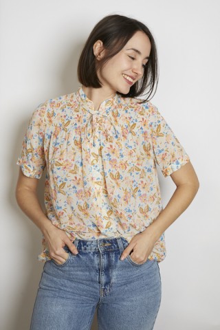Camisa vintage blanco crema floreado - Ropa mujer SusiSweetdress