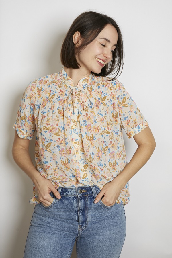 Camisa vintage blanco crema floreado - Ropa mujer SusiSweetdress