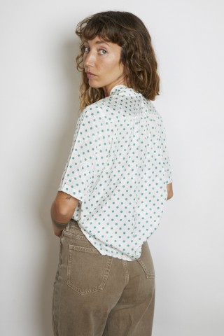 Camisa vintage blanca lunares verdes - Ropa mujer SusiSweetdress