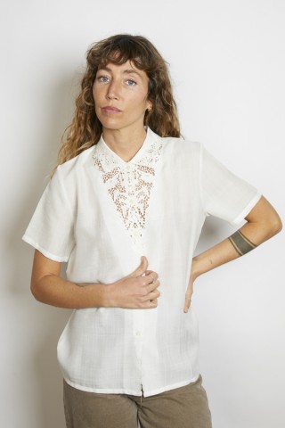 Camisa vintage blanco tiza con encaje - Ropa mujer SusiSweetdress