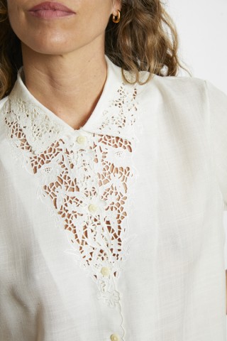 Camisa vintage blanco tiza con encaje - Ropa mujer SusiSweetdress