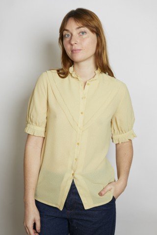Camisa vintage amarillo pastel con volante - Ropa mujer SusiSweetdress