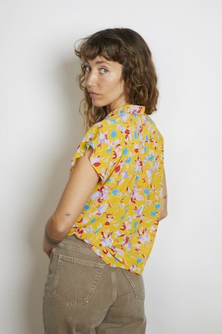 Camisa vintage amarillo estampado frutal - Ropa mujer SusiSweetdress