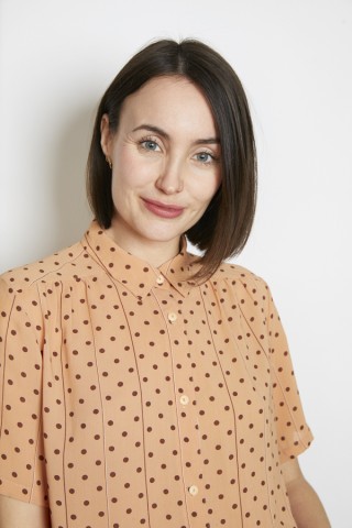 Camisa vintage salmón lunares marrones - Ropa mujer SusiSweetdress