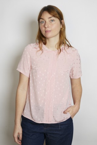 Camisa vintage rosa con plisado - Ropa mujer SusiSweetdress