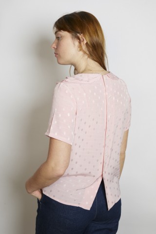 Camisa vintage rosa con plisado - Ropa mujer SusiSweetdress