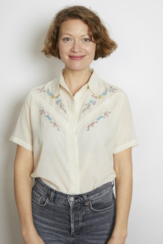 Camisa vintage blanco crema bordada - Ropa mujer SusiSweetdress