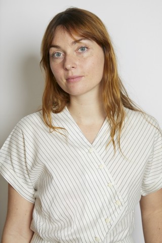 Camisa vintage blanca rayas grises - Ropa mujer SusiSweetdress