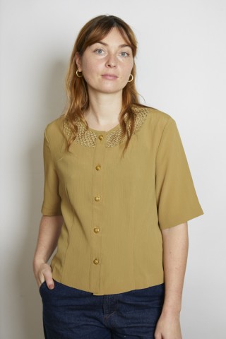 Camisa vintage verde seco textura - Ropa mujer SusiSweetdress
