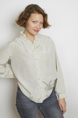 Camisa vintage blanca lunares negros - Ropa mujer SusiSweetdress