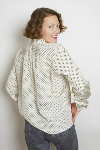 Camisa vintage blanca lunares negros - Ropa mujer SusiSweetdress