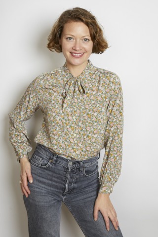 Camisa vintage azul flores rosas - Ropa mujer SusiSweetdress