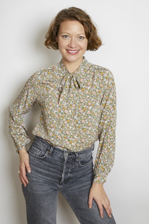 Camisa vintage azul flores rosas - Ropa mujer SusiSweetdress