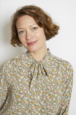 Camisa vintage azul flores rosas - Ropa mujer SusiSweetdress