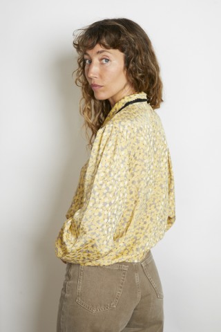 Camisa vintage gris flores amarillas - Ropa mujer SusiSweetdress