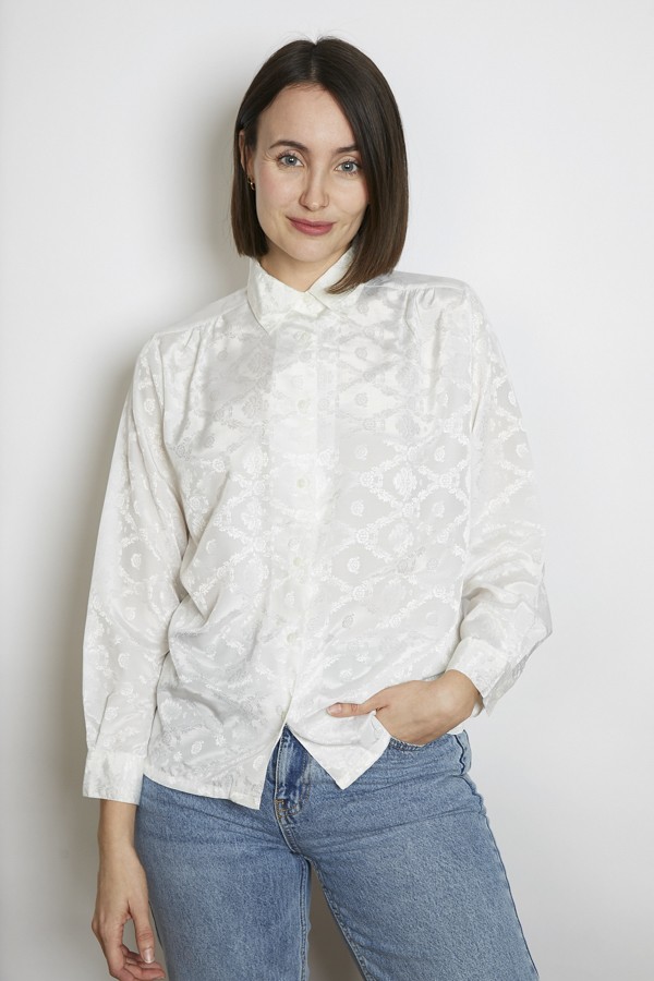 Camisa vintage blanca floreada - Ropa mujer SusiSweetdress