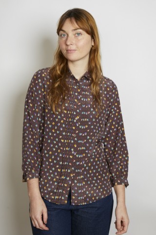 Camisa vintage marrón floreado - Ropa mujer SusiSweetdress