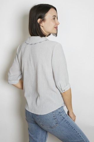 Camisa vintage gris claro textura - Ropa mujer SusiSweetdress