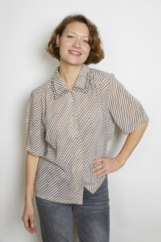 Camisa vintage rayas marrón y beige - Ropa mujer SusiSweetdress