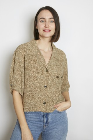 Camisa vintage marrón y beige- Ropa mujer SusiSweetdress