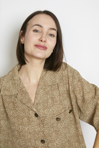 Camisa vintage marrón y beige- Ropa mujer SusiSweetdress