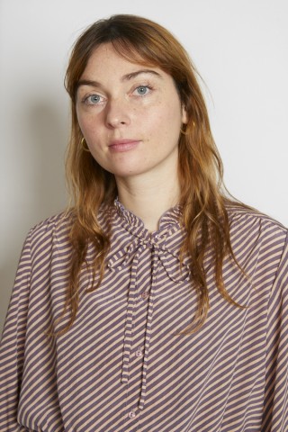 Camisa vintage rayas beige y violeta pastel - Ropa mujer SusiSweetdress