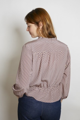 Camisa vintage rayas beige y violeta pastel - Ropa mujer SusiSweetdress