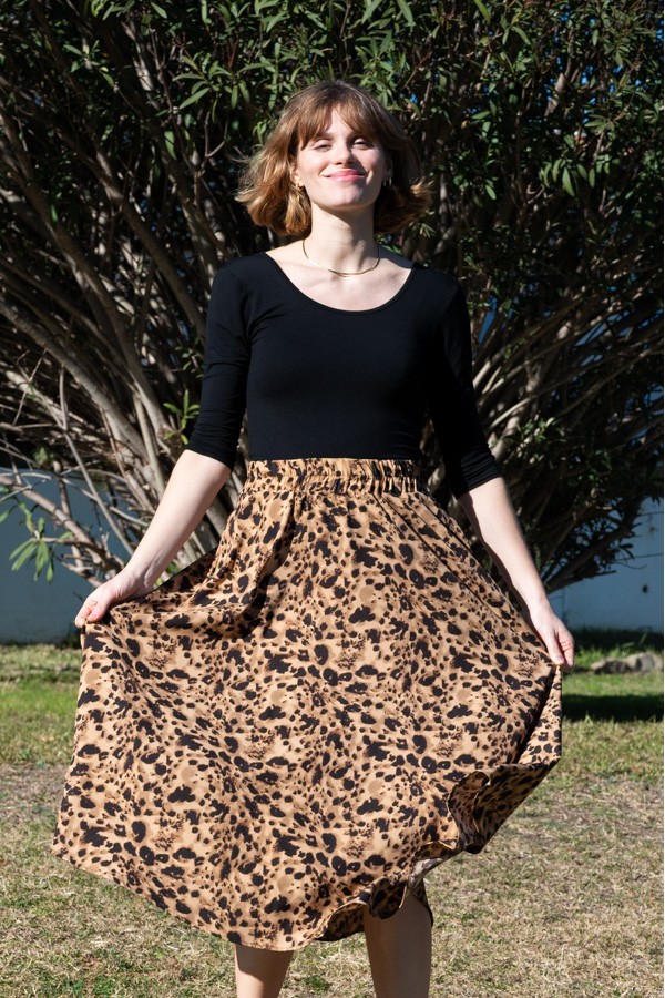 Falda maxi larga animal print con bolsillos- Ropa mujer SusiSweetdress