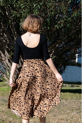 Falda maxi larga animal print con bolsillos- Ropa mujer SusiSweetdress