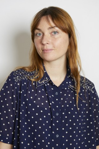 Camisa vintage azul marino lunares blancos - Ropa mujer SusiSweetdress