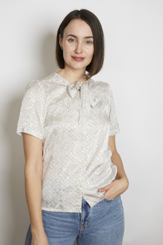 Camisa vintage blanco perlado puntitos negros - Ropa mujer SusiSweetdress